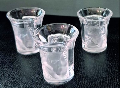 Lalique les enfants Cherub Glas Schnappsglas signiert  3 Gläser