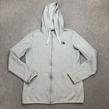 North Face Fleece Womens Medium Grey Full Zip Hood Lightweight Jumper Lady