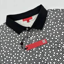 Redvanly Clyde Golf Polo Mens XL Black White Dot Print Performance Stretch *NWT*