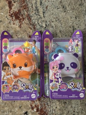 Mattel Polly Pocket Pet Connects Fox And Panda Compact Playset Bundle Of 2