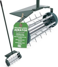 Image of Portable Rolling Grass Lawn Garden Aerator Steel Spike Roller Adjustable Handle