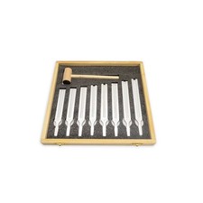 Concert Pitch Aluminum Tuning Fork Set/8 with Mallet, Wooden Box