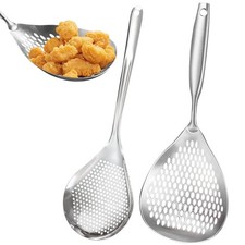 KAYCROWN Skimmer Slotted Spoon, 2 Pack Stainless Steel 15 X 5.7 X 2, Silver 