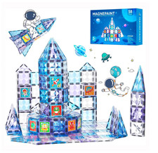 58PCS Magnetic Tiles Building Blocks STEM Construction Toy for Kids 3 