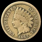 1863 Indian Head Cent - Antique United States of America 1c Penny Coin