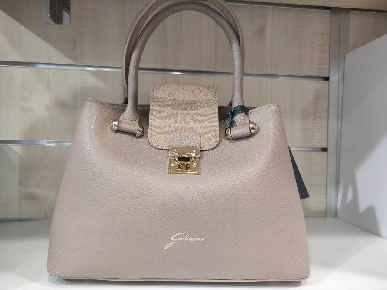 Gattinoni Borsa Teo Handle Bag Pelle Tortora cm 21x24