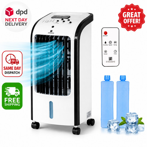4L Air Cooler with Humidifier Remote Control 3 Speeds Timer Ice Packs Portable