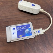 3Com EtherLink III PCMCIA Ethernet LAN  Modem PC Card 3C562D with Dongle Cable