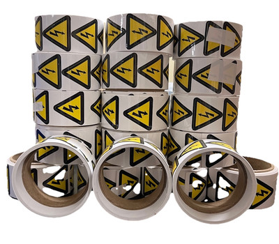 Lot of ESD caution stickers - Qty. 19 Rolls Total - Qty. 100 stickers each roll