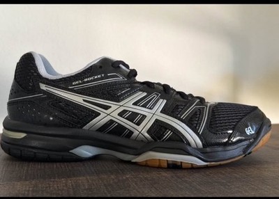 ASICS Gel-rocket Women s 8 Black Silver Volleyball Shoes B455N