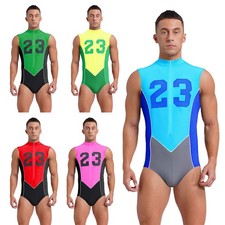 US Men Bodysuit Workout Unitard Wrestling Singlet Jumpsuit Cycling Leotard Top