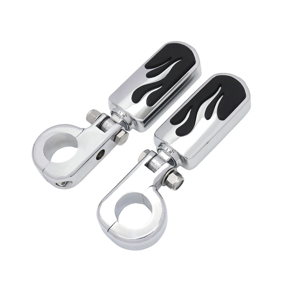 1 1/4" estilo llama estriberas cromadas pedal con abrazadera para Harley Honda Indian Yamaha Foto 2 de 4