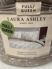 Laura Ashley  Full/Queen  Taupe Floral  3-Piece Comforter Set Cotton