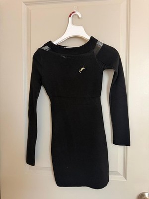 Saint Laurent Black Knit Mini Dress Sheer Bodycon Sexy Size M