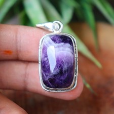 Amethyst Pendant Purple Gemstone Charm: Boho Minimalist Style - 925 Sterling