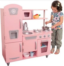 Play Kitchen Pretend Play Set for Kids Fully Functional Sink Fridge & Phone 