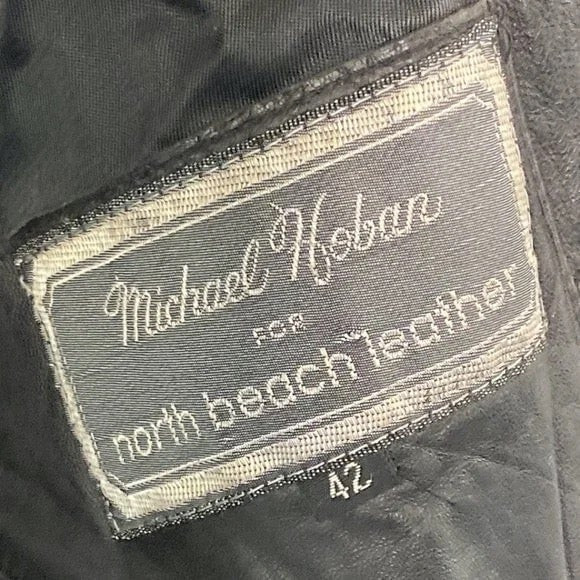 Giacca di pelle Michael Hoban vintage North Beach Pony Yoke con frange‎