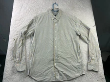 J.Crew Men's Casual Button-Down Shirt Large Yellow Blue Striped Slim