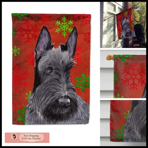 Caroline's Treasures SC9426CHF Scottish Terrier Red Green Snowflakes Christmas - product listing photo