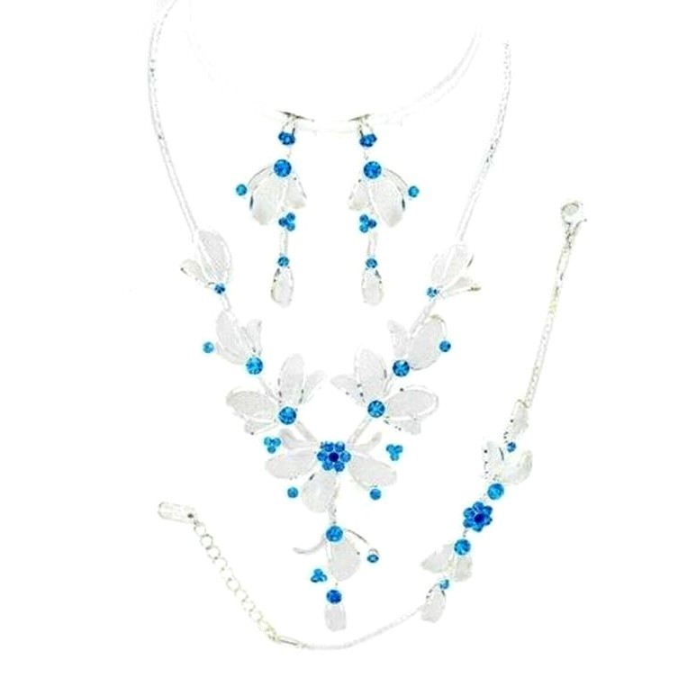 Parure bijoux mariage coffret 3 pièces zirconium bleu marine cadeau pour mariée