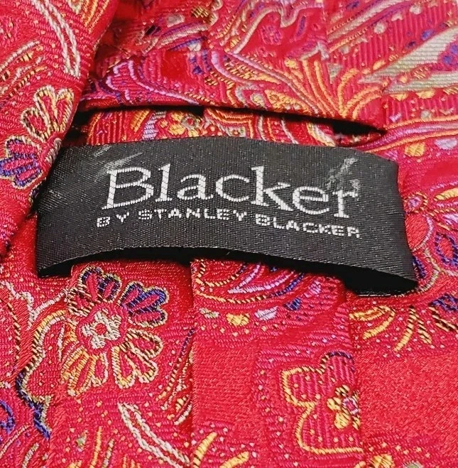 Corbata Stanley Blacker roja patrón cachemira para hombre corbata de seda jacquard Foto 3 de 4