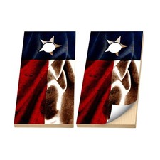 Premium Cornhole Vinyl Wraps - 3M Decal- Distressed Vintage Texas Flag Lone Star
