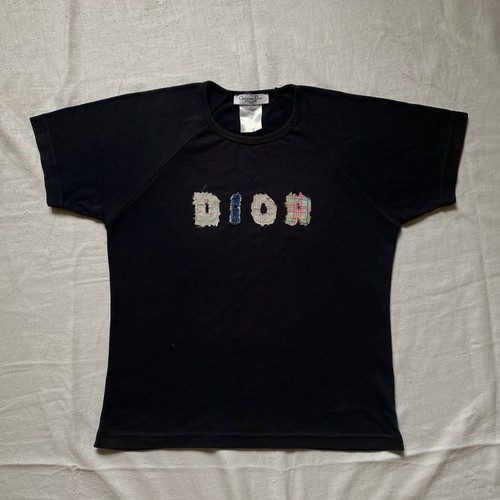Christian Dior Monsieur, Vintage 2003 Christian Dior by John Galliano Patch Big Logo T Shirt y2k size L