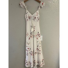 Farm Rio Anthropologie Quintana White Floral Applique Maxi Boho Dress 00 Petite