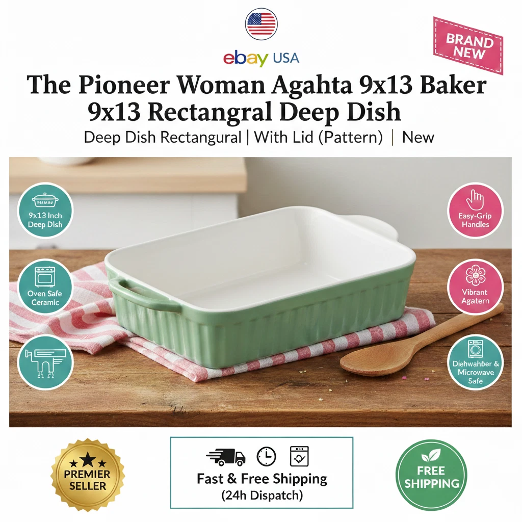 Pioneer Woman Agatha 9x13 Baker Dish Stoneware No Lid Oven Safe