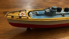 VINTAGE TIN LITHO FRICTION CONVERTIBLE BOAT SHIP - MSK JAPAN