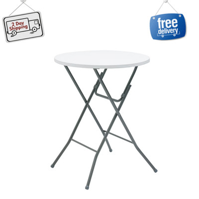 Mainstays 31'' Round High-Top Folding Table, White Portable Cocktail Bar Bistro