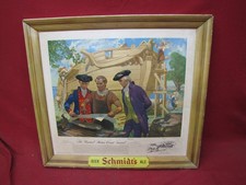 RARE SCHMIDT'S BEER UNITED STATES COAST GAURD FRAMED CARDBOARD SIGN PHILA PA