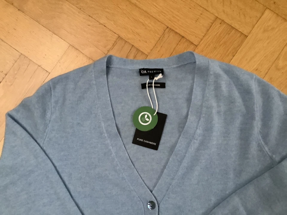 C & A Cashmere Cardigan, 100% Cashmere, Farbe: Hellblau, Gr. L, NEU mit Etikett - Bild 2 von 3