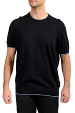 Hugo Boss Men's "Persimo" Blue Knitted Crewneck T-Shirt Sweater US 2XL IT 56