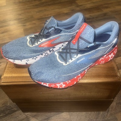 Brooks Trace 2 USA Mens Sz 12 Running Walking Comfort Shoes Red White Blue