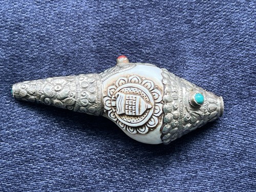 Tibetan Buddhist Silver‑Mounted Ritual Conch (Dung Dkar) – Late Qing Dynasty