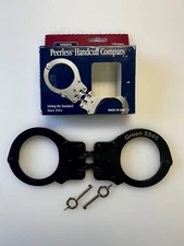 ETCHED-Peerless Model 802C Hinged Black Handcuffs