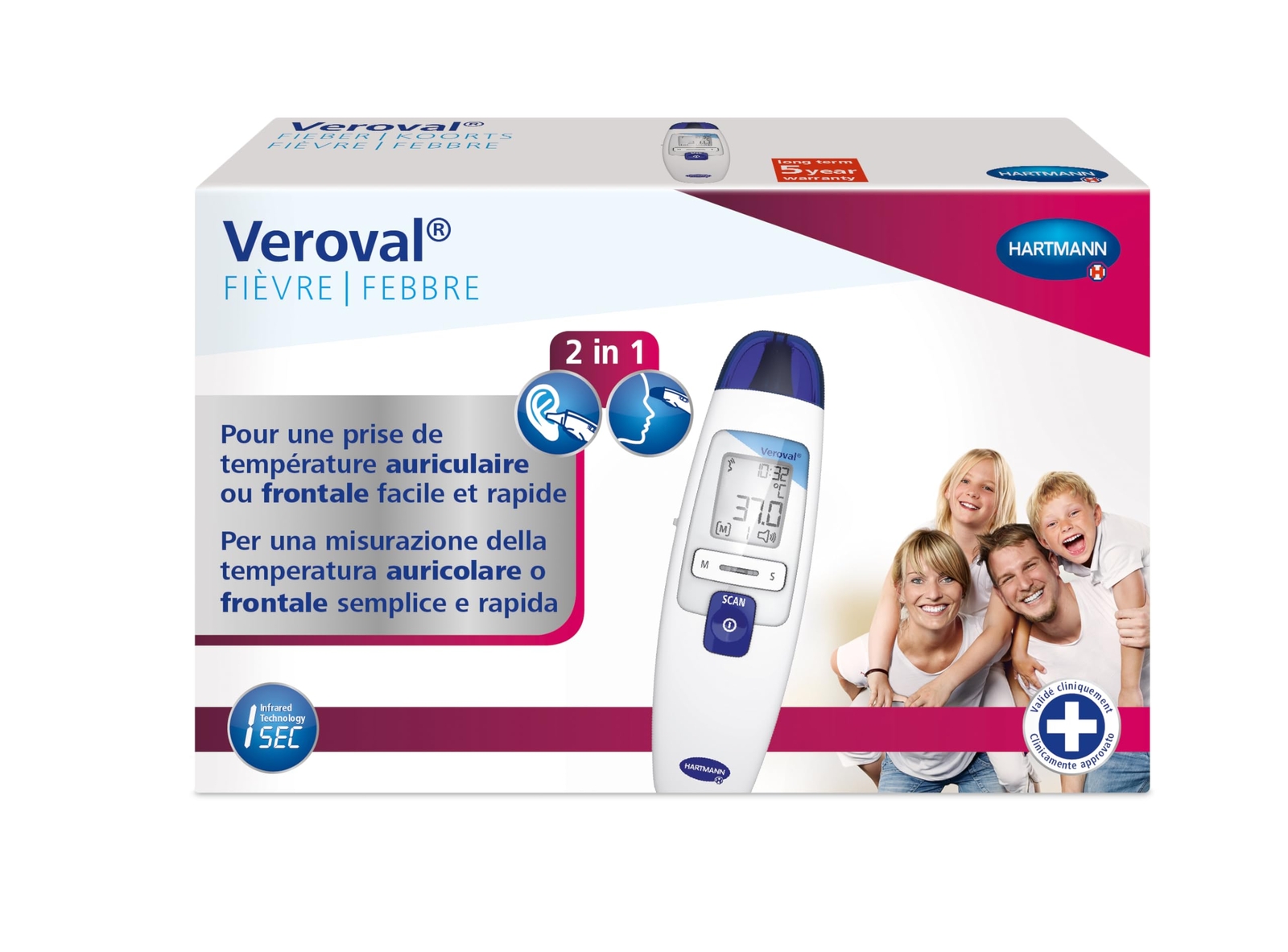 Veroval, Termometro a Infrarossi Veroval 2 in 1 per Misurare la Febbre (c4F)