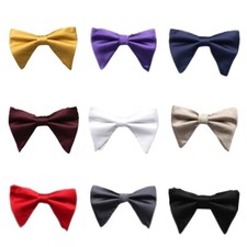Men's Big Wide Bow Neck Tie Wedding Party Groom Suit Tuxedo Shirt Solid Bowtie