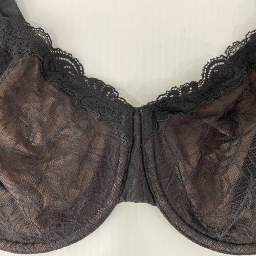 2 Wacoal Bras Vivid Encounter Lace & Microfiber Underwire 855295 Black 34DD - Picture 3 of 11