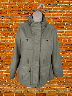 DAMEN CREW KLEIDUNG GRÖSSE UK 12 KHAKI KAPUZE LICHT GEPOLSTERT UTILITY MANTEL JACKE