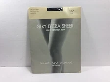 August Max Hosiery Silky Lycra Sheer Light Control Top Womens Size 2X Navy New