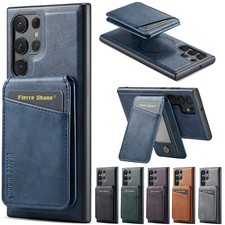 For Samsung S25 Ultra S24 S23 Magnetic Leather Detachable Wallet Mag Safe Case