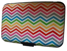 Women's Mini Colorful Ripple Design 7 Credit Card Slots Hard Plastic Case 