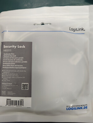 LogiLink NBS003 Notebook Security Key Lock Diebstahlschutz 1,5 m m. 2 Schlüsseln