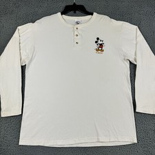 Vtg Mickey  Co. Shirt Mens Long Sleeve Made in USA Disney Mickey Mouse Henley