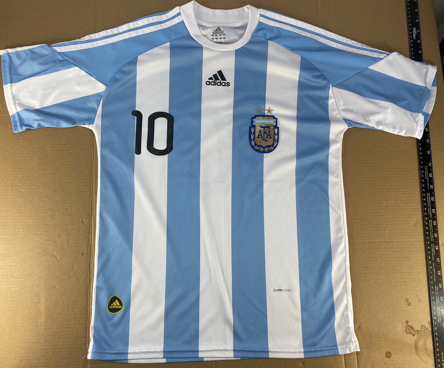 adidas Messi #10 Argentina World Cup Men's Home Jersey, Large Clima Cool
