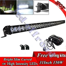32Inch Curved LED Light Bar Spot Offroad Boat 4WD ATV SUV Truck Bumper Lamp 150W