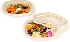 2-Pack Portable Snack Tray | Food Containers with Reversible Stretch Lid | Bp...