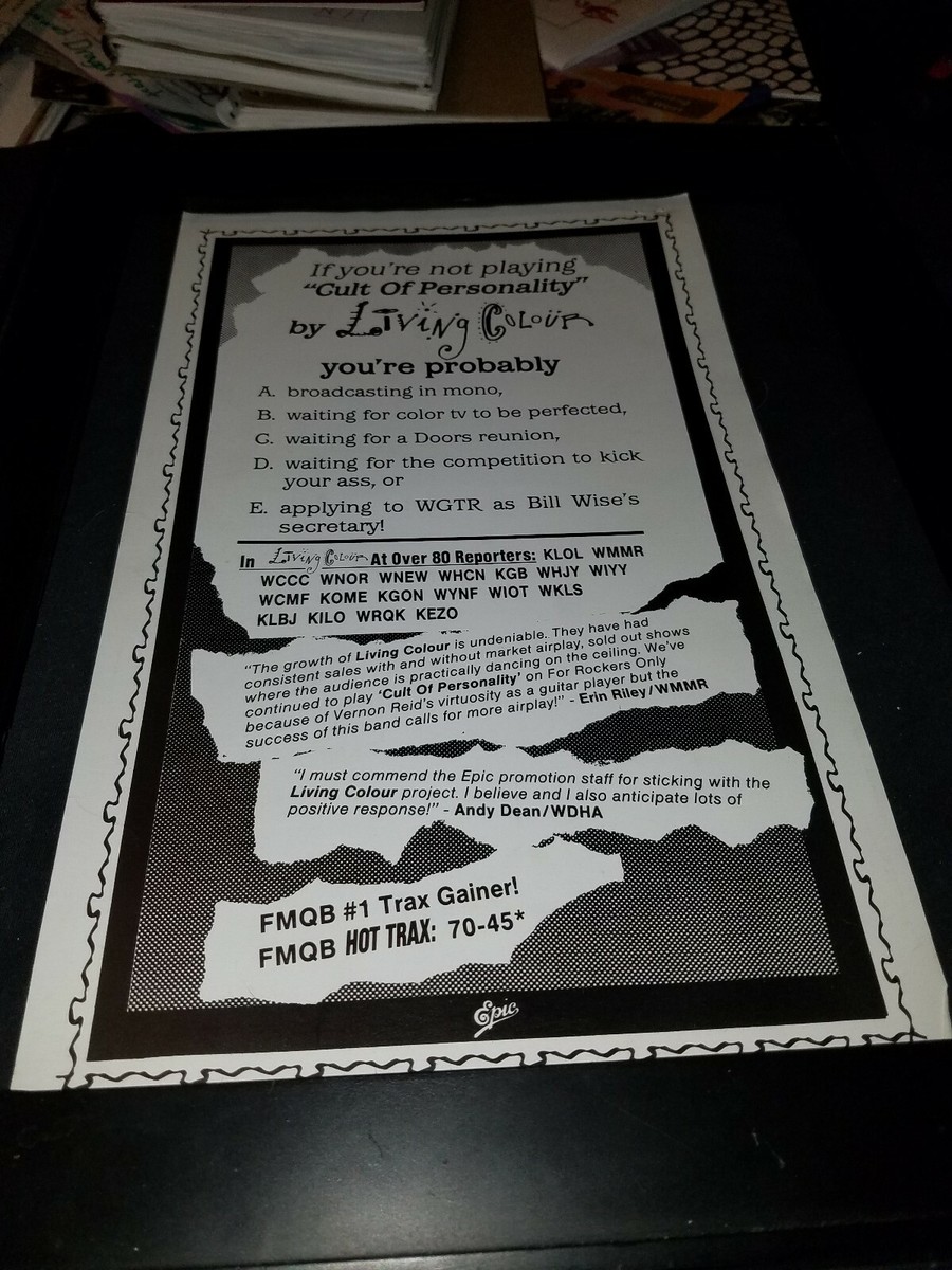 Living Colour Cult Of Personality Rare Original Radio Promo Poster - Main Image